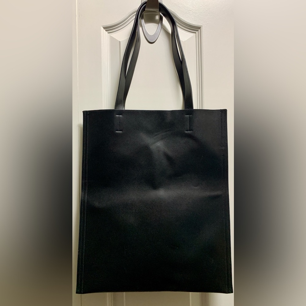 narciso rodriguez parfums Black Faux Leather Tote Bag Double Handle